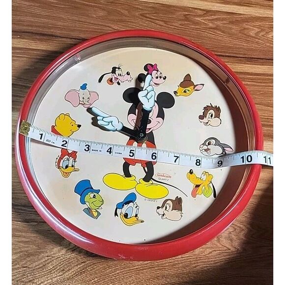 VTG Disney Clock Sunbeam Analog Wall Quartz Mickey Mouse Friends Untested 10 In - Picture 6 of 7